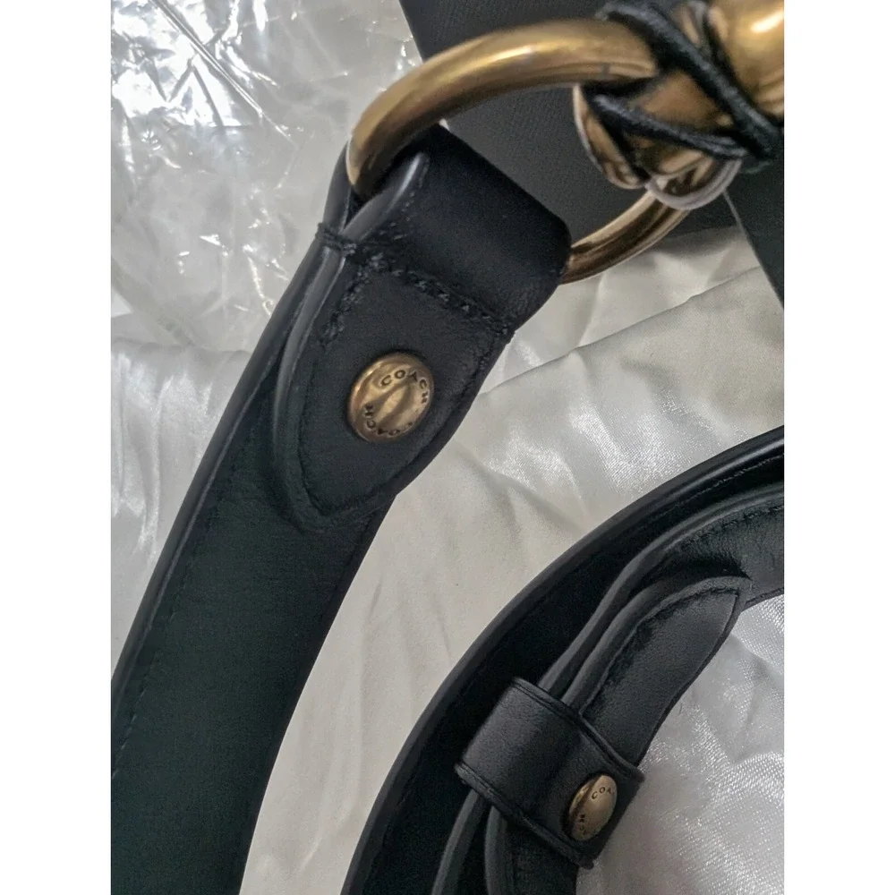 Authentic COACH Posh Black Leather Dog Leash Size Large New With Box & Tag!!